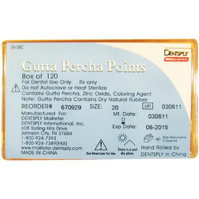 Gutta Percha Points – Hand Rolled, Plain, 20 Points/Vial, 6 Vials/Box