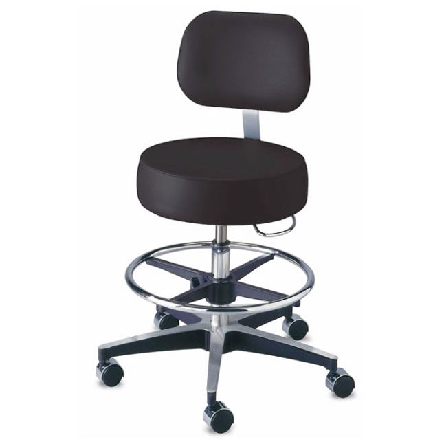 Exam Stool, Pneumatic, with Back and Foot Ring