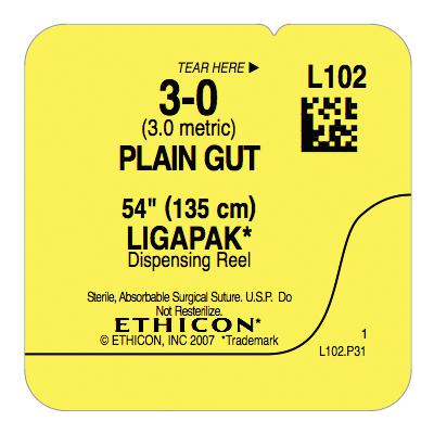 Plain Gut Suture – Size 3-0, Length 54", 12/Box