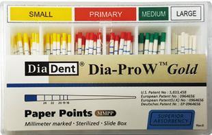 Dia-Pro W Gold Paper Points - Spill Proof 100/box - 3Z Dental