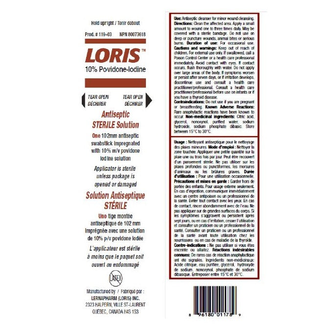 LORIS™ Sterile Solution 10% PVP-I Swabstick