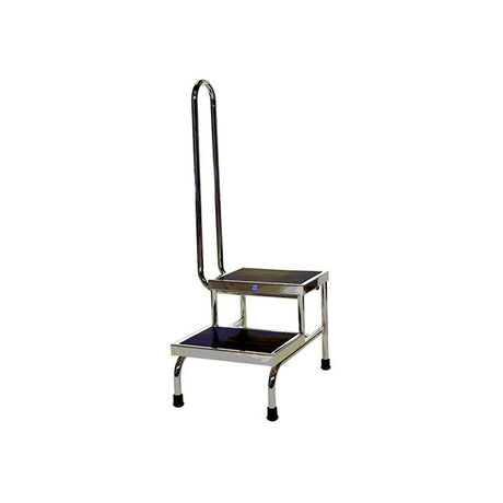 Foot stool, Chrome, Double Step, 300 lb, W16" x H16-1/4" Depth 12"