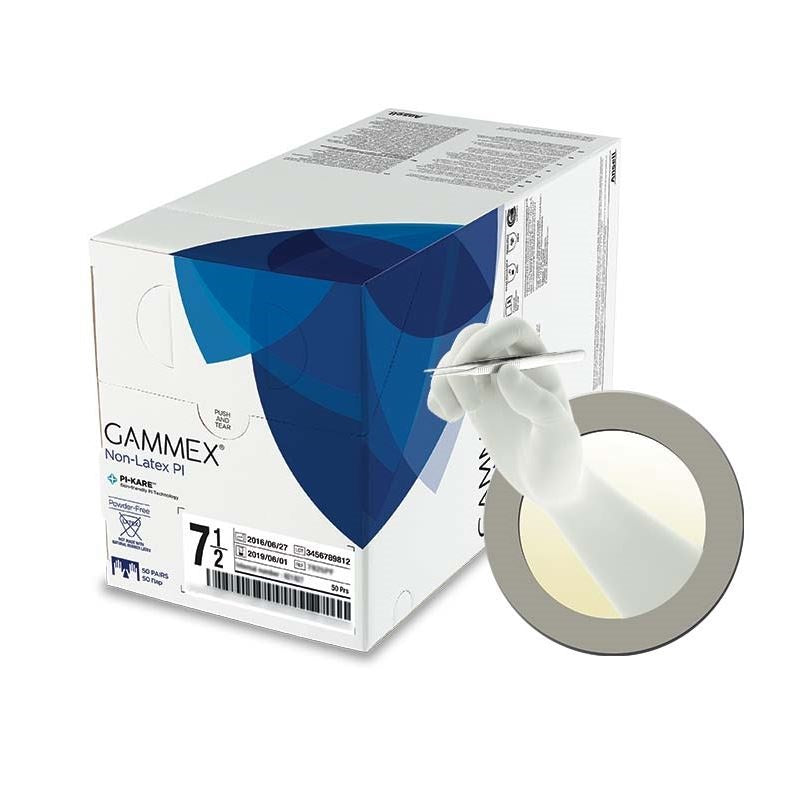 GAMMEX® Non-Latex PI Textured Surgical Glove, White - 50 Pairs/Box - 4 Boxes/Case