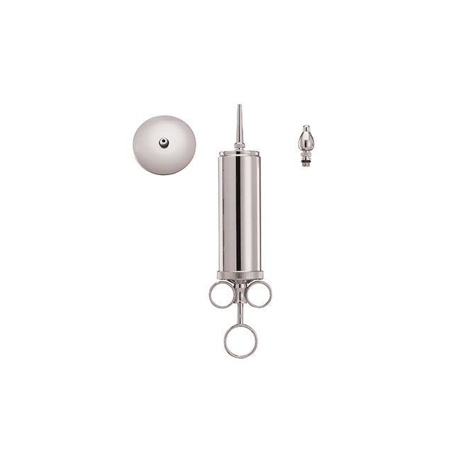 Metal Ear Syringe, Chrome Plated, with Shield/Two Tip, OR Quality, 4 oz