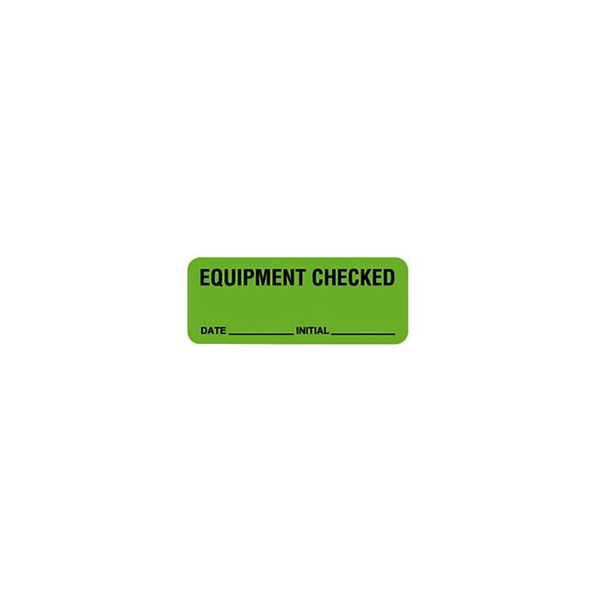 Equipment Checked Labe, Fluorescent Green