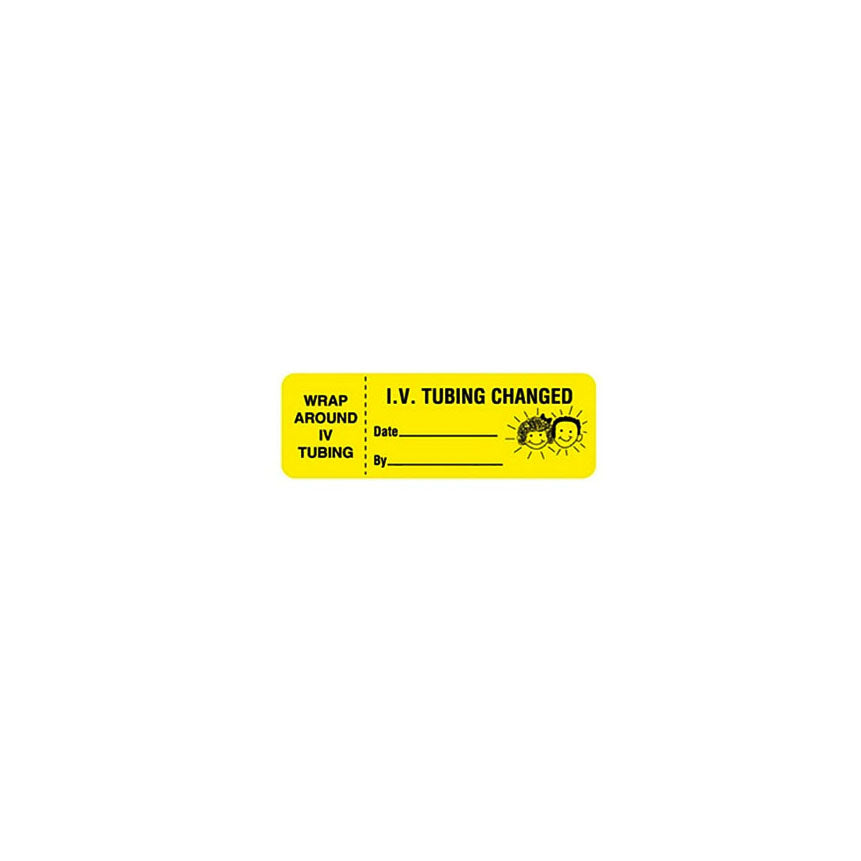 Wrap-Around IV Tubing Line Identification Label, Fluorescent Yellow