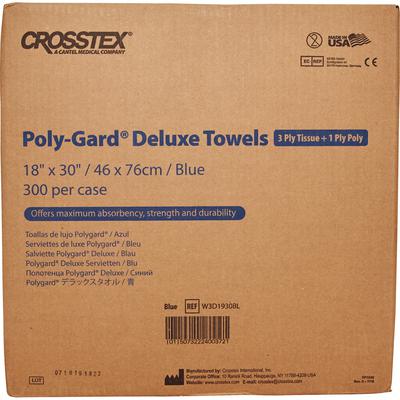Polygard Deluxe Patient Towels and Bibs – 18" x 30", Blue, 300/Pkg