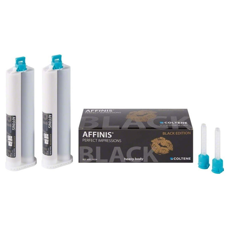 Affinis® Black Edition Impression Material – Heavy Body, 2 (75 ml) Cartridges, 8 Mixing Tips