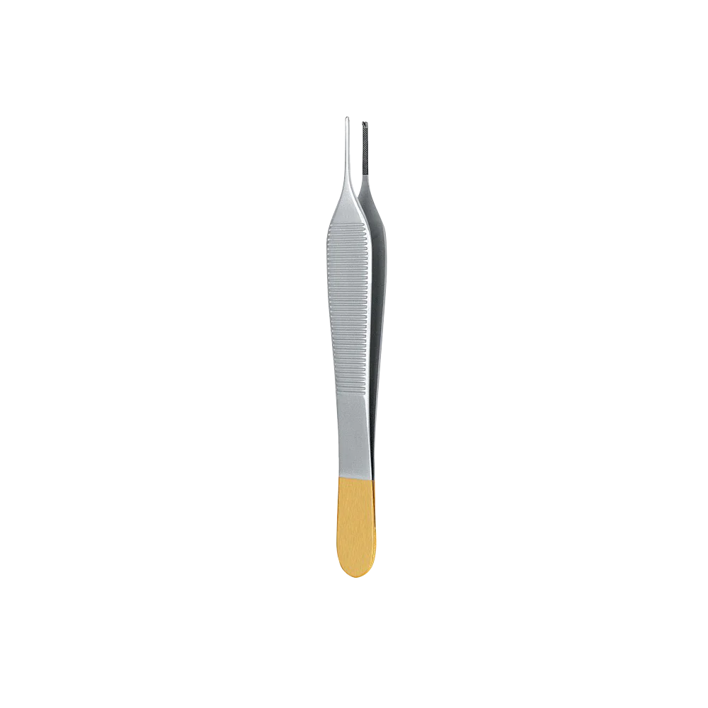 Standard Adson Forcep, Serrated, 1x2 Teeth, Tungsten Carbide, With tying platform, 12CM