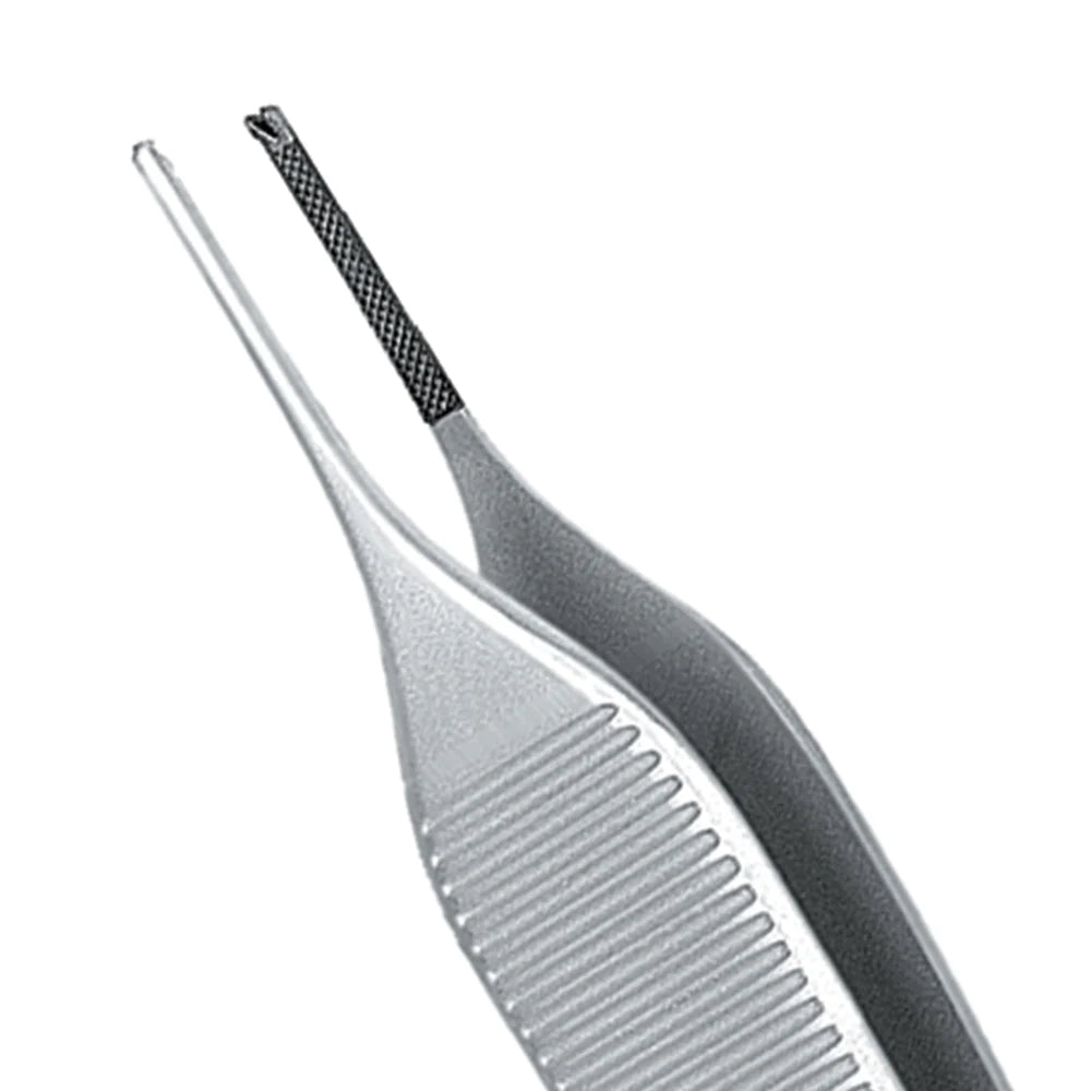 Standard Adson Forcep, Serrated, 1x2 Teeth, Tungsten Carbide, With tying platform, 12CM