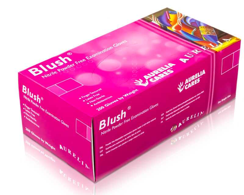 Aurelia Blush Nitrile Exam Gloves – Powder Free, Pink, 200/Pkg