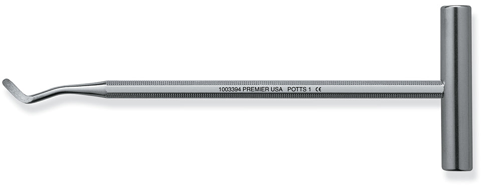 Surgical Elevators – # 1 Potts, T Bar Handle, Single End