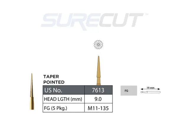 SureCut, Carbide, Trim & Finish, Taper Pointed FG - 5/Pk