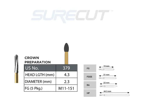 SureCut, Carbide, Crown Preparation - FG - 5/Pk
