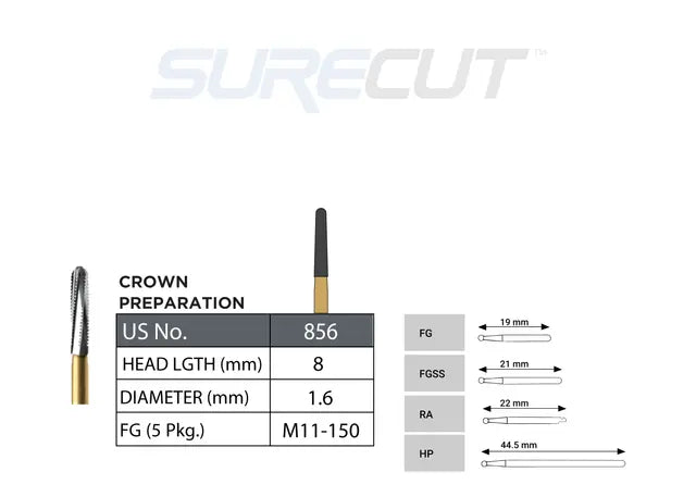 SureCut, Carbide, Crown Preparation - FG - 5/Pk