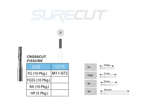 SureCut, Carbide, Crosscut Fissure Burs