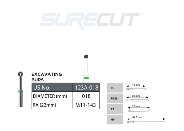 SureCut, Carbide, Excavating Bur RA - 5/Pk