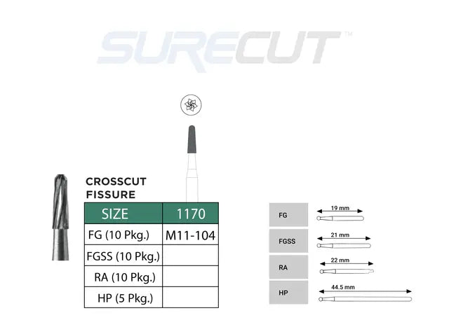 SureCut, Carbide, Crosscut Fissure Burs