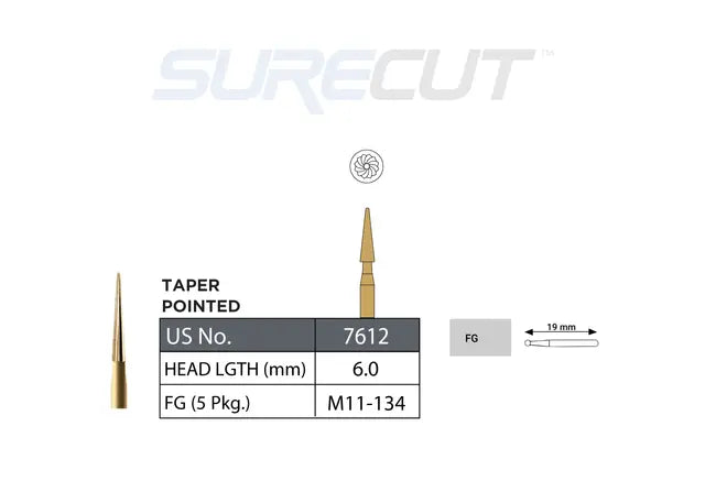 SureCut, Carbide, Trim & Finish, Taper Pointed FG - 5/Pk
