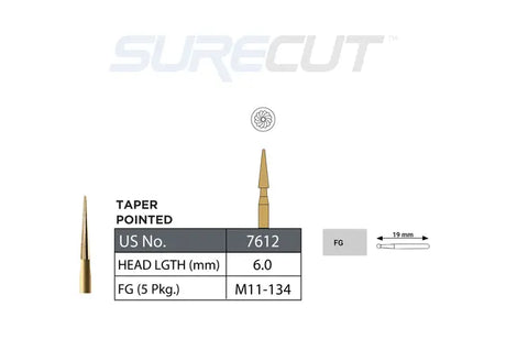 SureCut, Carbide, Trim & Finish, Taper Pointed FG - 5/Pk
