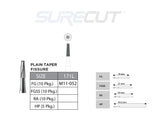 SureCut, Carbide, Plain Taper Fissue Burs