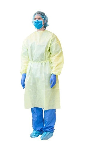 Yellow Level 3 Isolation Gowns, Knit Cuff  - Universal - 10/Bag