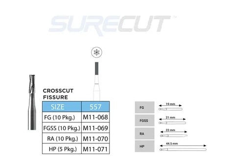 SureCut, Carbide, Crosscut Fissure Burs
