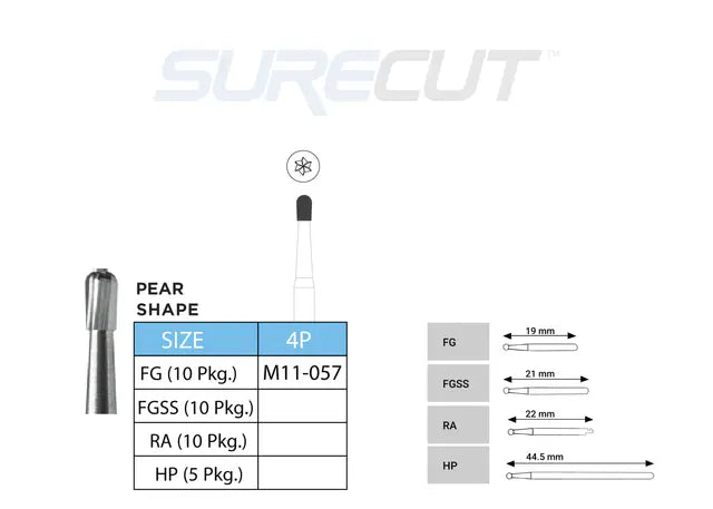 SureCut, Carbide, Pear Burs