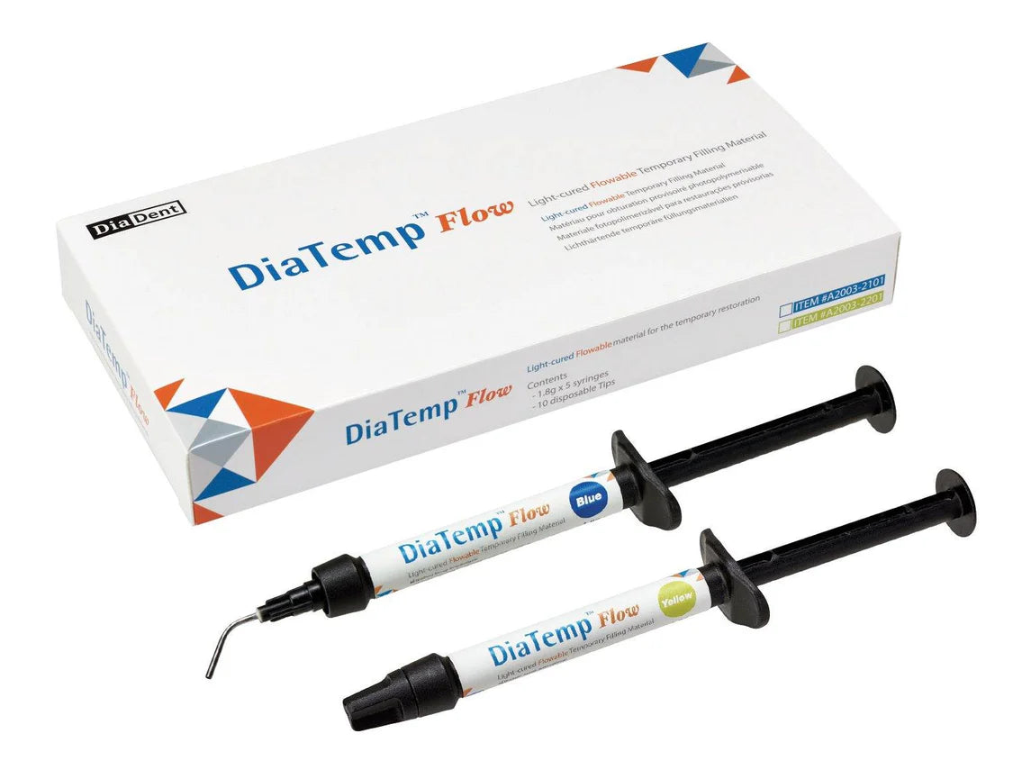DiaTemp Flow, Blue, Posterior & Yellow, Anterior, 5 - 1.8g Syringes + 10 Tips - Blue Poosterior - EXP - 06/2025