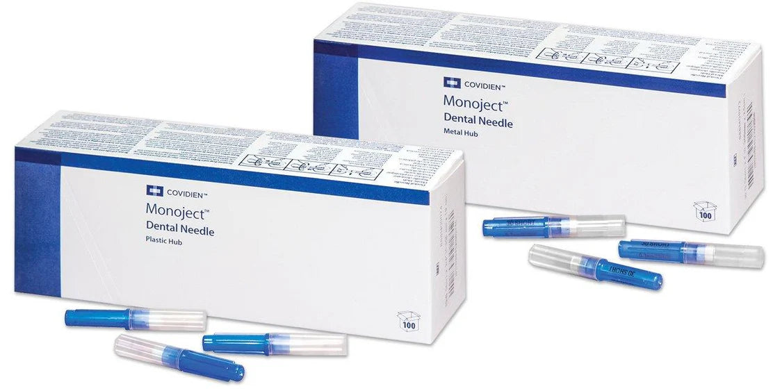 Monoject Needles 100/Pack - 27G short yellow Metal - Open Pack