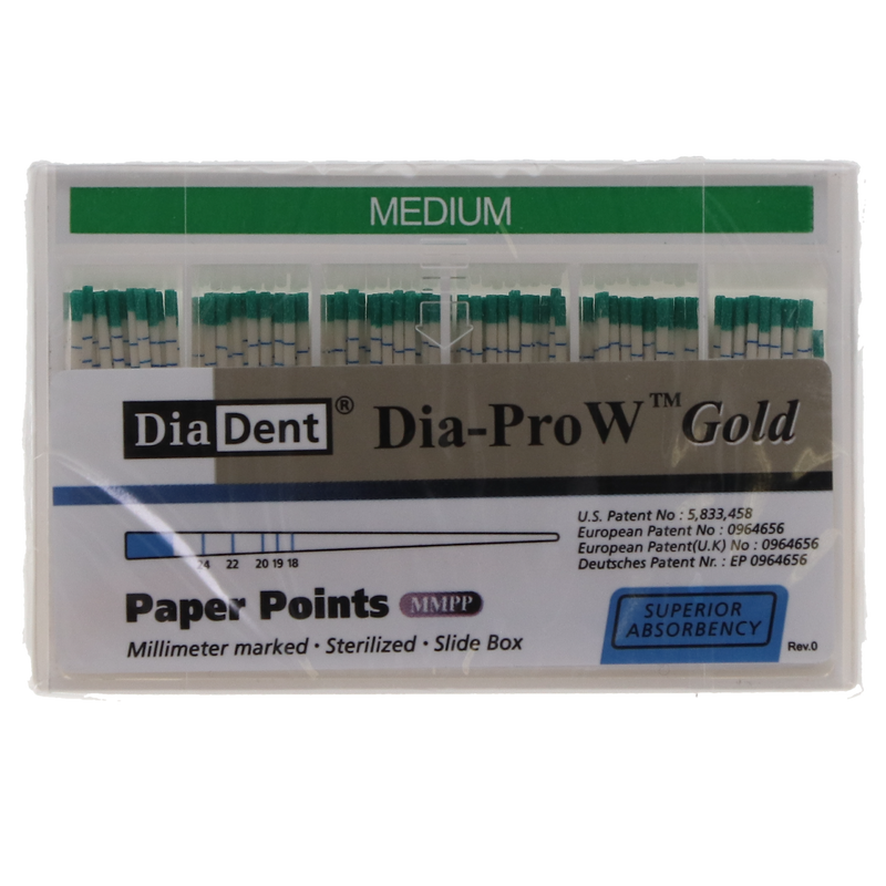 Dia-Pro W Gold Paper Points - Spill Proof 100/box