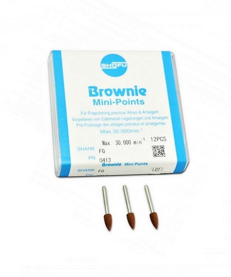 AZDENT Dental 0413 Brownie Polishers – 12 Pcs/kit, 3 Kits Total, FG Mini Points 1.6mm, Friction Grip