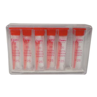 Gutta Percha Points – Hand Rolled, Color Coded, 20 Points/Vial, 6 Vials/Box