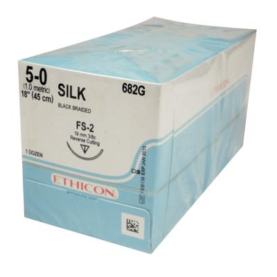 Perma Hand™ Silk Black Braided Sutures – Nonabsorbable, Reverse Cutting, 18", 12/Pkg