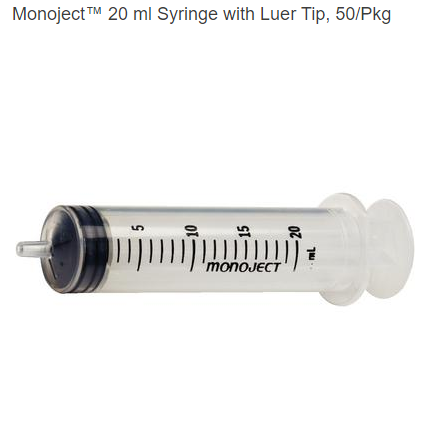 Monoject™ 20 ml Syringe with Luer Tip, 50/Pkg - 3Z Dental