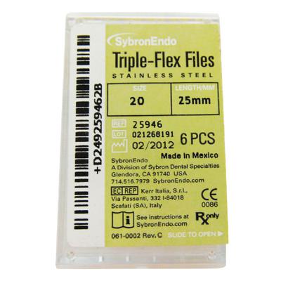Triple-Flex Stainless Steel Endo Files – 25 mm Length, 6/Pkg