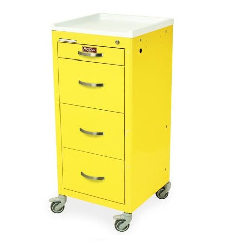 M-Series Tall Isolation Cart, Mini Width, Four Drawers, Key Lock, Yellow