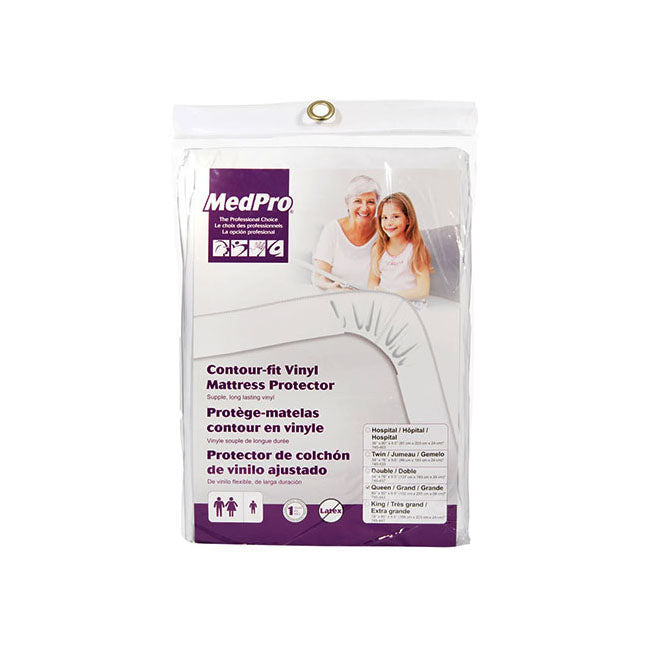 MedPro® Mattress Protector, Vinyl, Contour Fit, Queen, W60" x L80" x H9.5" White