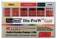 Dia-Pro W GOLD GUTTA PERCHA Spill Proof 60 pts/box - 3Z Dental