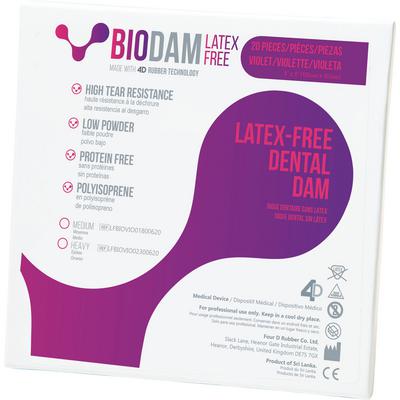 Biodam Polyisoprene Dental Dam – 6" x 6", Latex Free, Blue, 20/Pkg