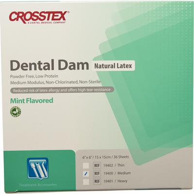 Latex Dental Dam –  6" x 6", 36/Box