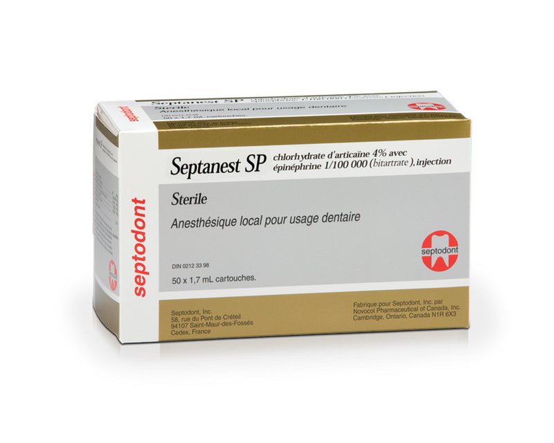 Septanest® Articaine HCl 4% Injection – 1.7 ml Cartridge, 50/Pkg - Buy 5 Get 1 FREE - 3Z Dental (4961977925677)